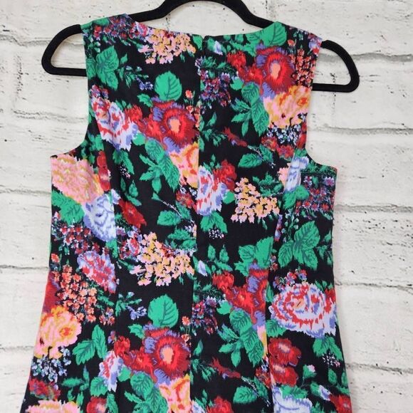 J. Crew Adachi Floral Jewel Neck Sleeveless Sheath Dress Black Multi Color Sz 4 - Picture 6 of 14
